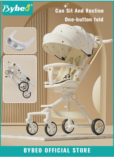 Buy Lightweight Baby Stroller, Multifunctional Travel Cabin, One-Hand Folding Babies Strollers for Newborn, Infant, Kids with Dinner Plate, Sunshade and 175-Degree Adjustable  Reversible Reclining Seat in UAE