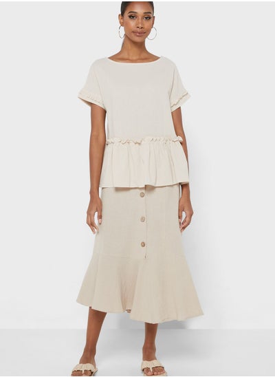 Buy Ruffled Ends Solid Skirt in UAE