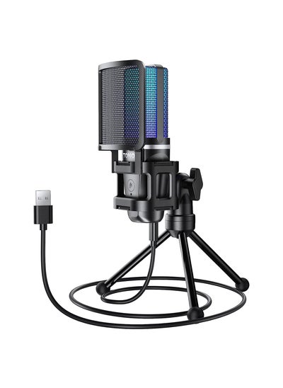 Buy TONOR Gaming USB Microphone for PC, RGB Condenser Computer Mic with Tripod Stand, Quick Mute, Gain Control, for Gaming, Streaming, Podcasting, Recording, Cardioid Mic Kit for Laptop/PS4/PS5 TC777 Pro in UAE