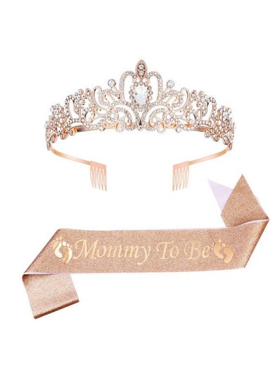 Buy Mom To Be Baby Shower Decorations Mommy To Be Crown Mother To Be Sash Baby Shower Boy Mommy To Be Sash And Tiara Set For Boys And Girls (Rose Gold) in UAE