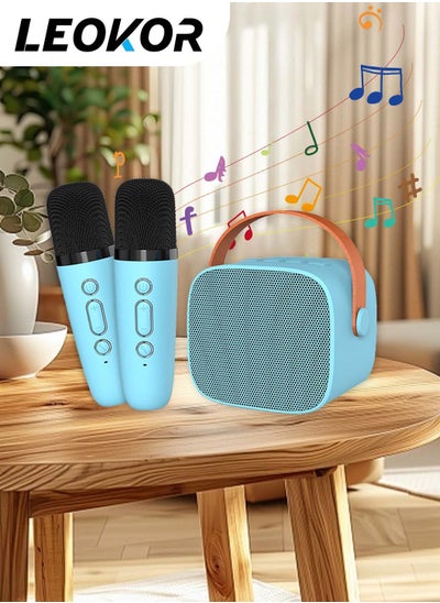 اشتري Wireless Bluetooth Speaker Set, Karaoke Machine for Kids Adults, Portable Handheld Bluetooth Karaoke Machine with 2 Microphones for Kids Adults Home Party Birthday (Blue) في السعودية