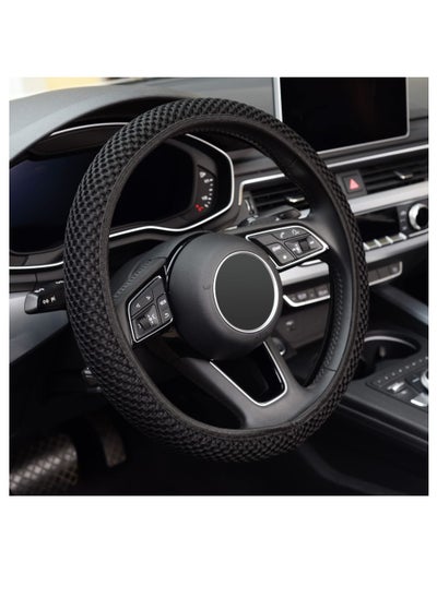 Buy Elastic Stretch Steering Wheel Cover Cool In Summer Universal 15 Inch Breathable Ice Silk Anti-Slip Odorless Black in Saudi Arabia