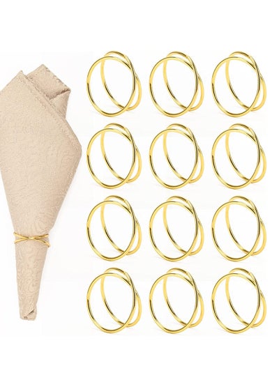 Buy Gold Napkin Rings, 12 Pieces Metal Spiral Napkin Rings, Napkin Holders Buckles for Wedding, Dinner Party, Buckles Simple Alloy Napkin Rings Serviette, Table Decorations in Saudi Arabia