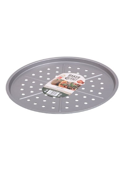 Buy Round Shaped Non-Stick Pizza Tray Silver 1.5 x 31 x 31 cm 55710SACO in Saudi Arabia