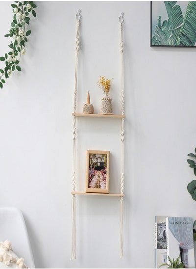 Buy 2 Tier Boho Style Wood  Floating Shelves in Saudi Arabia