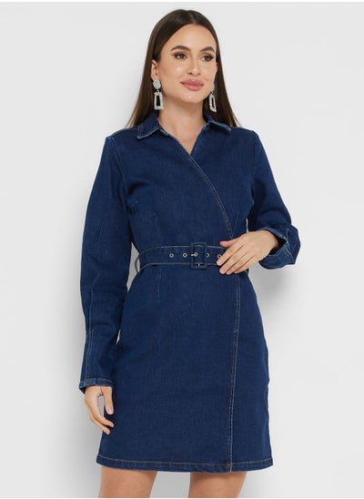 Buy Belted Denim Dress in UAE