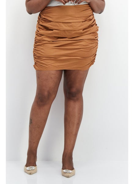 اشتري Women Plain Mini Skirts, Brown في الامارات