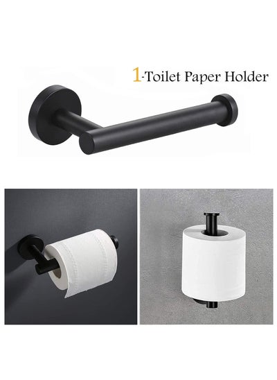 Buy SUS 304 Stainless Steel Wall Mounted - Includes Bathroom Toilet Paper Holder, 2X Robe Towel Hooks Bathroom Accessories Kit（3 PCS ，Matte Black） in Saudi Arabia