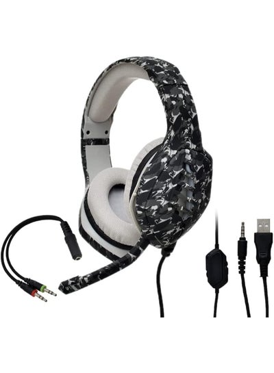 Buy J1 High Quality RGB Gaming Surrounding Headset With Noise Cancelation Microphone USB+3.55mm Jack For PC & Playstation - Grey Camouflage in Egypt