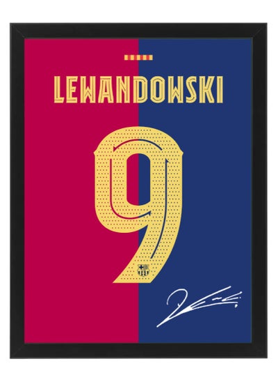 اشتري Robert Lewandowski Barcelona Autographed Jersey - Framed Poster 50x40cm - Football Memorabilia, Soccer Collectible, Gift for Fans في الامارات