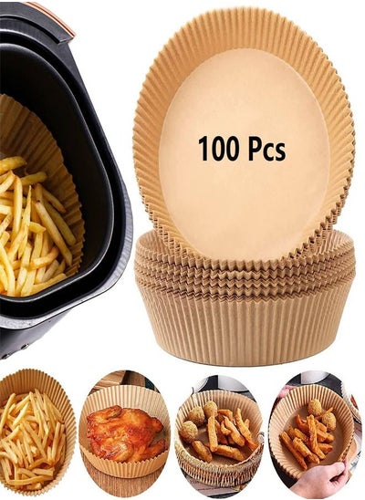 اشتري 100 Pieces Multipurpose Disposable Paper Plate Non Stick Multiuse for Frying Round Parchment Paper Air Fryer Microwave Oven Baking Frying Pan Kitchen Accessories في الامارات