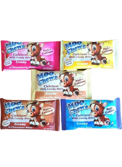 اشتري Moo Chews Calcium Milk Bites Assorted Flavour Pack of 5 في الامارات