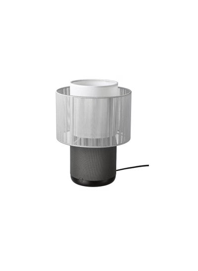 Buy Speaker lamp w Wi-Fi, textile shade, black/white in UAE