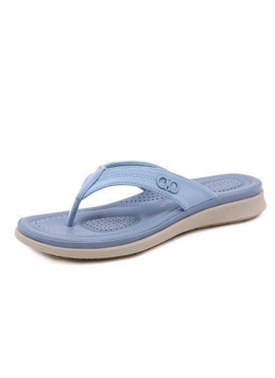 Buy Casual Metal Clip Soft Sole Slippers Blue in UAE