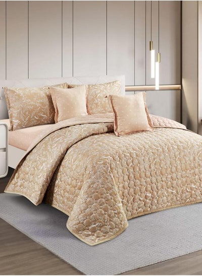 Buy Linda- Single Summer Bedding Set -6 Pieces - Light Beige - Dark Beige in Saudi Arabia