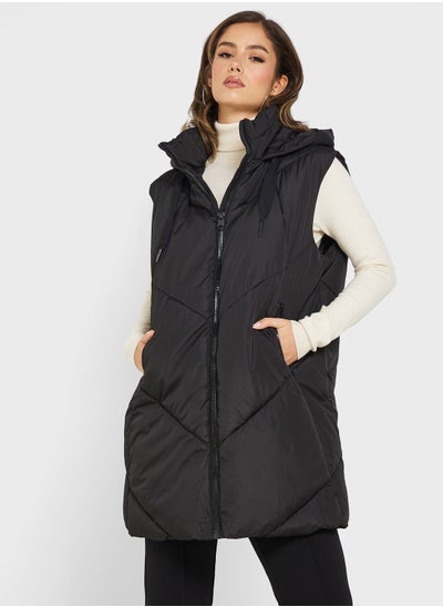 Buy Zip Through Puffer Vest Coat in UAE