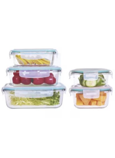 Buy Click Lock Glass Food Container Set with Lid- 5 Pieces in Saudi Arabia