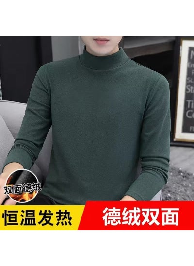 Buy Mens Thermal Velvet Long Sleeve T-shirt Dark green in UAE