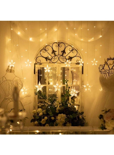Buy Warm White LED Star Lights, Curtain String Lights for Bedroom, Waterproof 8 Lighting Modes, Fairy Lights for Home Decorations - 12 Stars 138LED in UAE