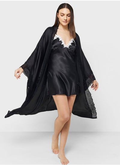 Buy Flared Sleeve Night Robe in UAE