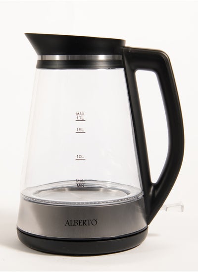 اشتري Alberto Glass Kettle ,360 Degree Rotation,1.7Lt,1850-2200W,Steel Design في السعودية