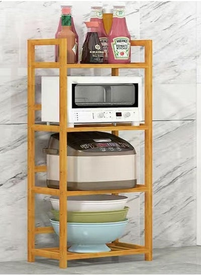 Buy Kitchen Shelf Wooden Multi-layer Microwave Oven Storage Rack 40 x 25 x 100 cm in UAE