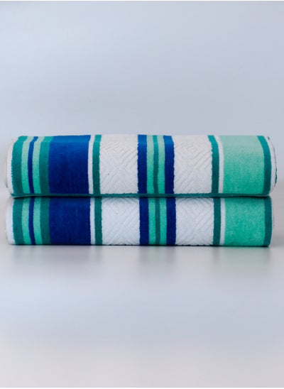 Buy Multi Color Stripes Towel 70x140 Cm 100% Cotton Yarn Dyed Bath Towel - Super Absorbent, Antibacterial, 500 GSM Terry in UAE