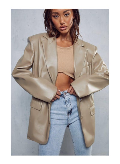 Buy Oversized Leather Look Blazer in Saudi Arabia