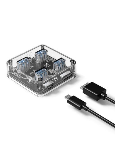 Buy ORICO MH4U-30 USB 3.0 Transparent Desktop HUB with 30cm Micro USB Cable in UAE