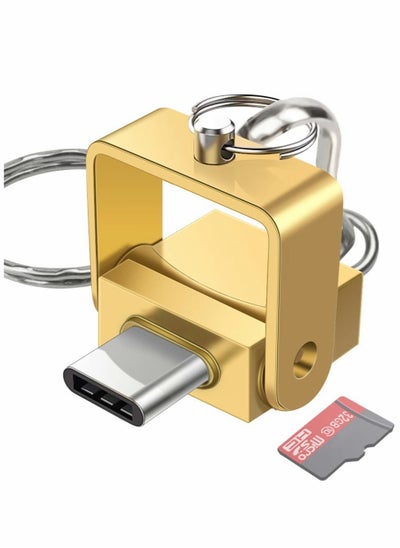 Buy USB C Micro SD Card Reader OTG Adapter for MacBook Laptops Tablets Android Phones Gold Color in UAE