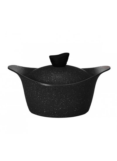 Buy Lahoya Granite Pot With Lid 20 cm Black Color in Saudi Arabia