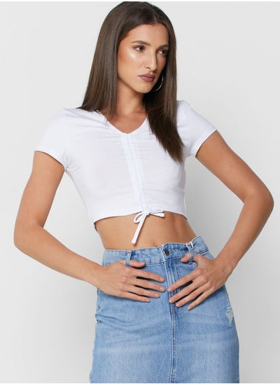 Buy Front Ruched Detail Crop Top in Saudi Arabia