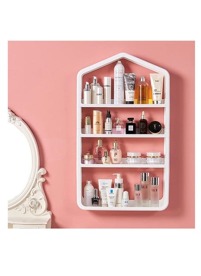 Buy Makeup Organizer Shelf, Wall-mounted Cosmetic Storage Racks, Multi-layer Storage Shelf Cosmetic Organizer, Nail-free Vanity Storage Racks for Home Bathroom Organizer (A-White) in UAE