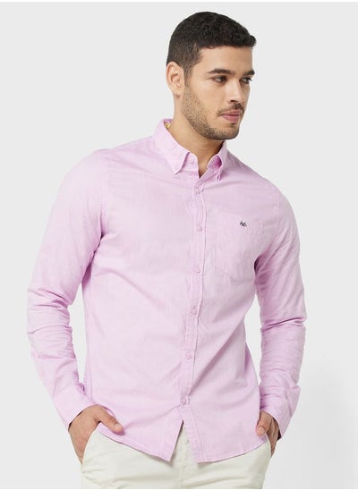 Buy Men Purple Slim Fit Casual Cotton Shirt in Saudi Arabia