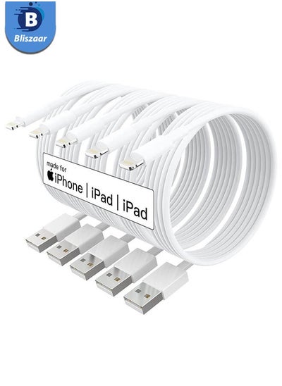 Buy 5pcs USB Charging Cable For Apple iPhone 1m, Fast Charge Cable White in Saudi Arabia