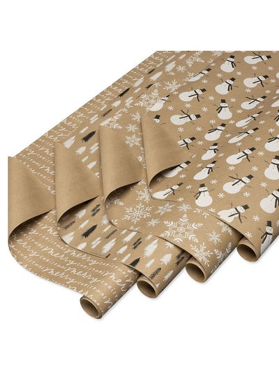 اشتري 80 Sq. Ft. Kraft Wrapping Paper Bundle (Snowmen) For Christmas And All Holidays (4 Rolls 30 In. X 8 Ft.) في الامارات