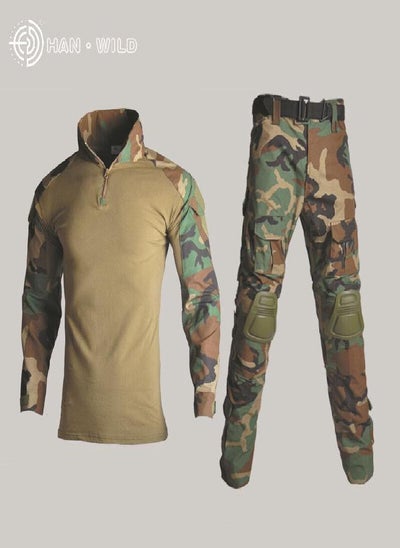 اشتري Tactical Gear Camouflage Tactical Military Uniform Clothing Sets Paintball US Army Combat Shirt + Cargo Pants with Elbow & Knee Pads في السعودية