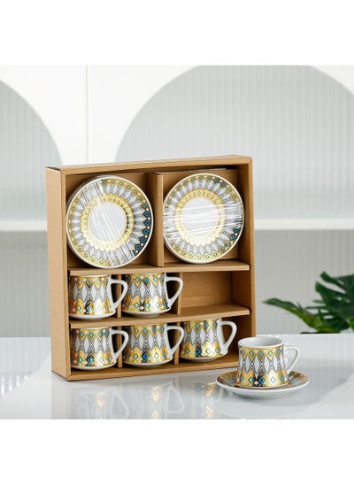 Buy 12 Pcs Coffee Ceramic Cup and Saucer Set 50-100ml in UAE