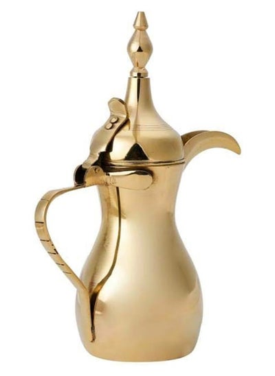 اشتري Majestic Brass Dallah Raslan – Capacity: 540 ml, Golden Color – Traditional Arabic Coffee Pot Design, Perfect for Serving Arabic Coffee, Tea, and Hot Beverages في الامارات