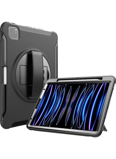 Buy For Ipad Pro 11 Inch Case 2022 2021 2020 2018, Rugged Heavy Duty Shockproof Cover Case With Kickstand Hand Strap For Ipad Pro 11" 4Th 3Rd 2Nd 1St -Black in UAE