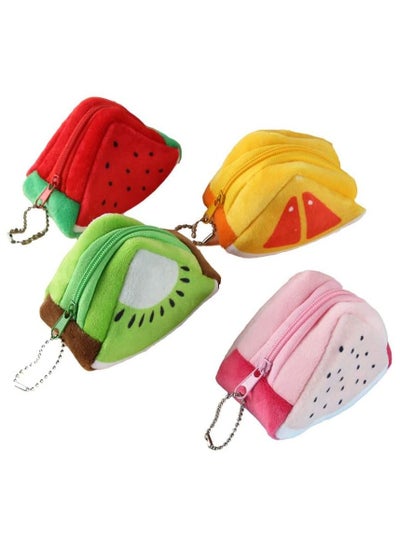 Buy Fruit Coin Purse, Plush Cute Coin Pouch Bag Wallet Party Favors for Women Girls, Creative Plush Three-dimensional Triangular Fruit Coin Purse Coin Bag, Key Bag Ornament(4pcs) in UAE