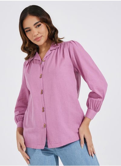 Buy Cotton Flex Regular Fit Long Sleeve Buttoned Shirt in Saudi Arabia