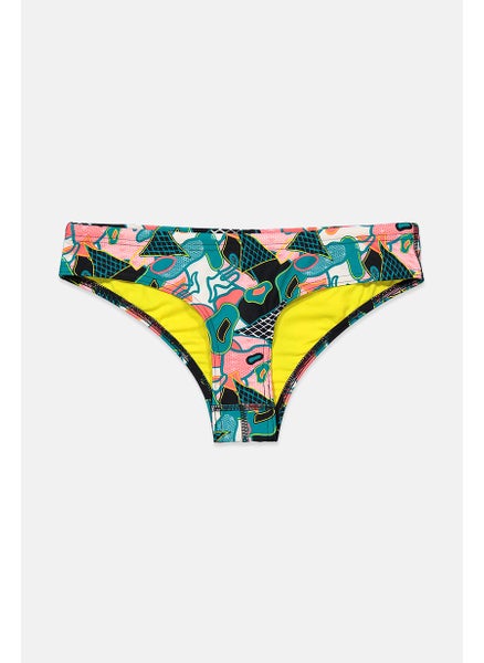 Buy Women Allover Print Bikini Bottom, Teal and Black Combo in Saudi Arabia