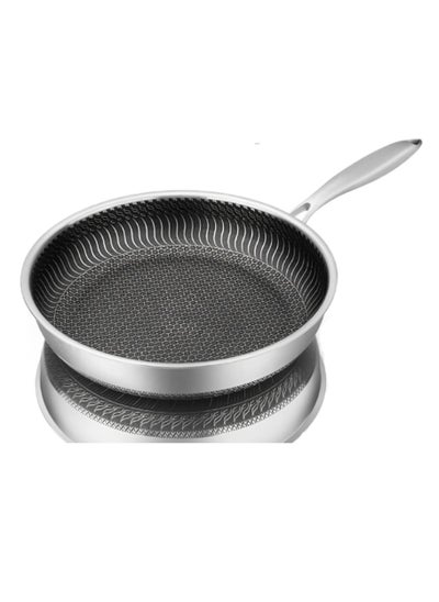 Buy Stainless Steel Frying Pan, Whole Body Tri-ply Frying Pan, Scratch-resistant Non Stick  Double-sided Honeycomb Skillet Pan For All Stove, (30cm) in Saudi Arabia