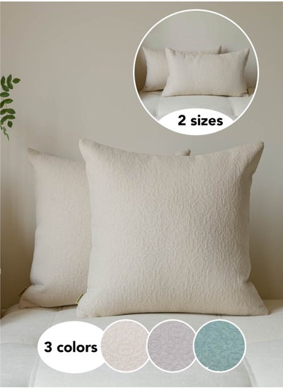 Buy Cushion Cover Throw Pillow Covers Pack of 2 Chenille Raw White Decorative Throw Pillow Covers Soft Vintage Pillowcase classical and Luxurious for Sofa Living Room Bed in UAE