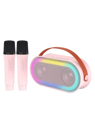 اشتري SYOSI Mini Karaoke Machine for Kids, Portable Bluetooth Speaker with 2 Wireless Microphones, Portable BT Speaker Rechargeable for Girls Boys Birthday Party في الامارات