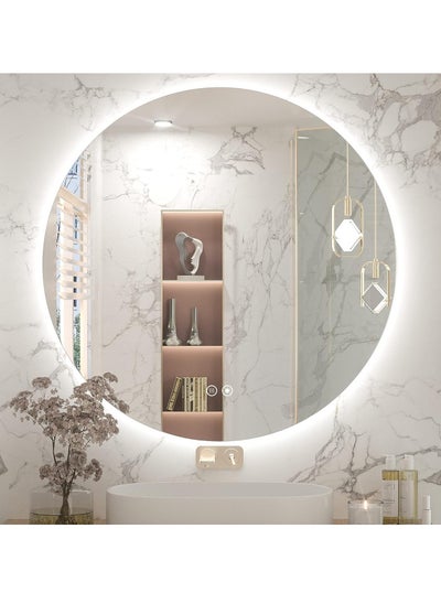 Buy 19.68inch Backlit Round LED Bathroom Vanity Mirror, 3-Color Temperture,CRI 90+, IP54 Waterproof, Anti-Fog Circle Dimmable Wall Mounted Mirror, Makeup Mirror with Lights in Saudi Arabia