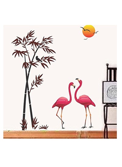 Buy PVC Vinyl Flamingos with Bamboo at Sunset Wall Sticker (90 x 60cm, Multicolor) in UAE