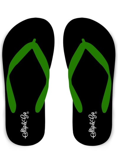 Buy black basic slipper with green strap in Egypt