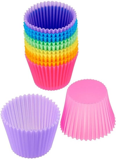 Buy 32-Piece Muffin Colourful Round Shape Silicone Cupcake Mould Multicolour 7cm in Saudi Arabia